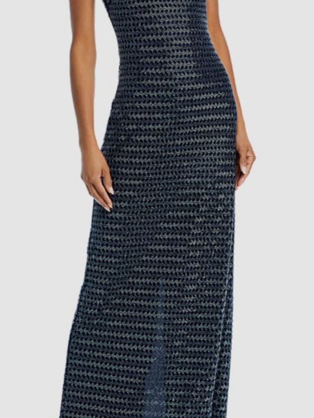 Ramy Brook Women's Blue Sarai Sleeveless Slim Fit Studded Scoop Back Gown Size 6